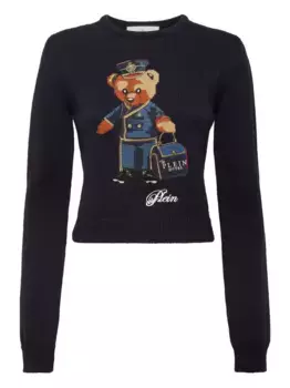Свитер с круглым вырезом и длинными рукавами Philipp Plein, черный