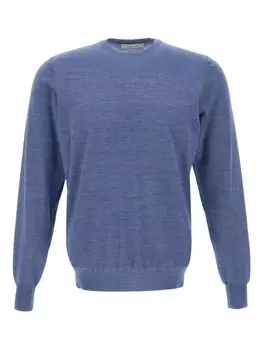 Свитер с круглым вырезом и длинными рукавами Filippo De Laurentiis, синий