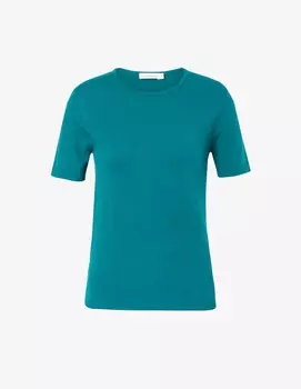Свитер с круглым вырезом и короткими рукавами Pure Cashmere, цвет Verde Arcadia