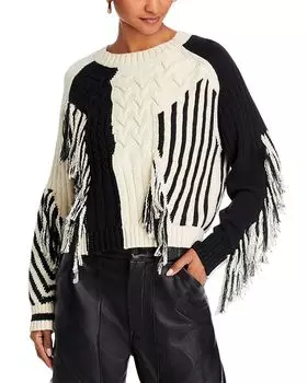 Свитер с круглым вырезом и косой вязкой The Jumper Slice MOTHER, мультиколор