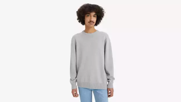 Свитер с круглым вырезом и красной биркой Levi's, серый