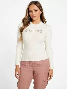 Свитер с круглым вырезом и логотипом Aggie Guess Factory, молочный