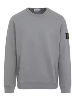 Свитер с круглым вырезом и нашивкой-логотипом Stone Island, серый