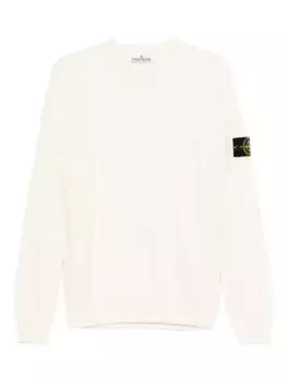 Свитер с круглым вырезом и нашивкой-логотипом Stone Island, нейтральный