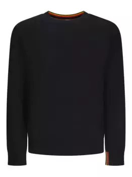 Свитер с круглым вырезом и полосатыми манжетами Paul Smith, черный