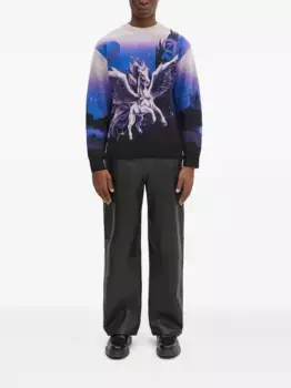 Свитер с круглым вырезом и принтом пегаса Aries, фиолетовый