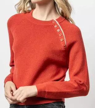 Свитер с круглым вырезом и пуговицами реглан в цвете Lava Lilla P