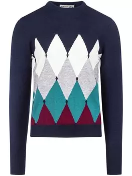 Свитер с круглым вырезом и ромбовидным узором Ballantyne, синий