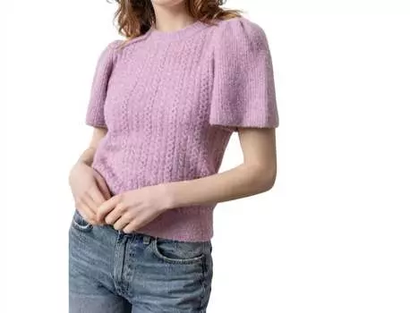 Свитер с круглым вырезом и рукавами-крылышками цвета глицинии Lilla P, цвет wisteria