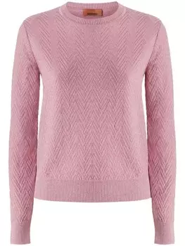 Свитер с круглым вырезом и шевронным узором Missoni, розовый