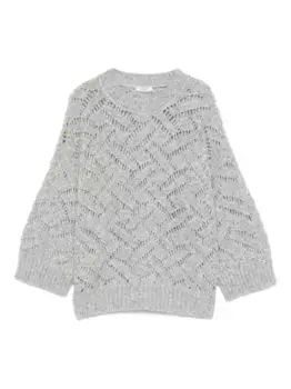 Свитер с круглым вырезом и шевронным узором Peserico, серый