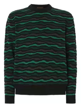 Свитер с круглым вырезом и волнистым узором Missoni, зеленый