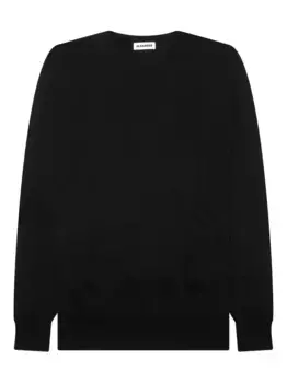 Свитер с круглым вырезом и вставками JIL SANDER, черный