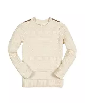 Свитер с круглым вырезом и замшевыми деталями для маленьких мальчиков Hope & Henry, белый