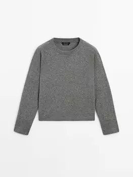Свитер с круглым вырезом из 100% кашемира Massimo Dutti, серый