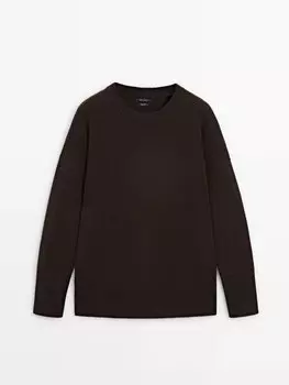Свитер с круглым вырезом из 100% кашемира Massimo Dutti, коричневый