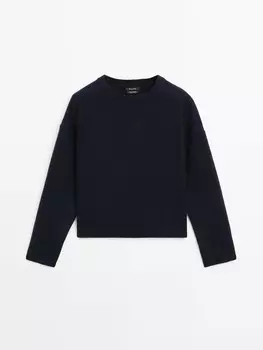 Свитер с круглым вырезом из 100% кашемира Massimo Dutti, синий
