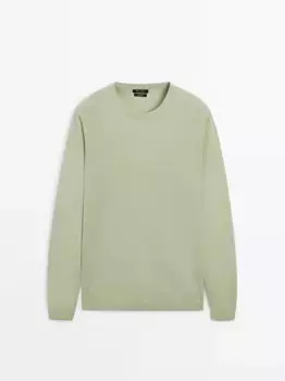 Свитер с круглым вырезом из 100% шерсти мериноса Massimo Dutti, зеленый