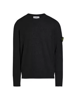 Свитер с круглым вырезом из эластичного хлопка Stone Island, черный