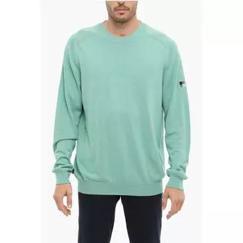 Свитер с круглым вырезом из хлопка и льна Woolrich, Light Blue