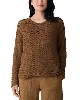 Свитер с круглым вырезом из кордной пряжи Eileen Fisher, золотой