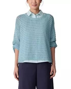Свитер с круглым вырезом из кордной пряжи Eileen Fisher, синий