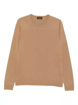 Свитер с круглым вырезом из мериносовой шерсти Roberto Collina, коричневый