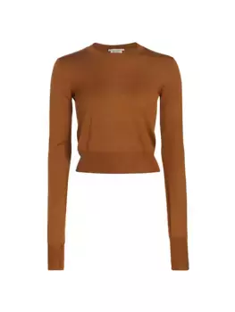 Свитер с круглым вырезом из натуральной шерсти Stella Mccartney, цвет camel
