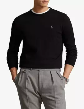 Свитер с круглым вырезом из расшитого хлопка Ralph Lauren, черный