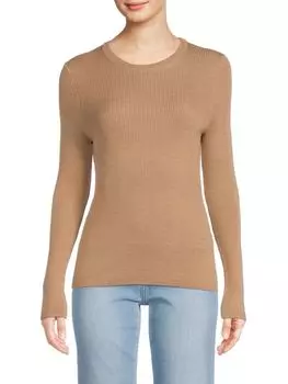 Свитер с круглым вырезом из шерсти мериноса Saks Fifth Avenue Tan