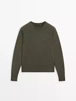 Свитер с круглым вырезом из смеси шерсти и кашемира Massimo Dutti, зеленый