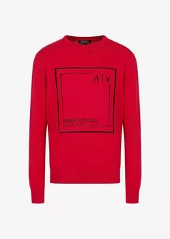 Свитер с круглым вырезом из смесового органического хлопка Armani Exchange, красный