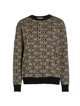 Свитер с круглым вырезом из смесовой шерсти с логотипом Moschino, цвет shiny gold