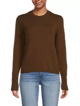 Свитер с круглым вырезом из смесовой шерсти Vince, цвет Chestnut