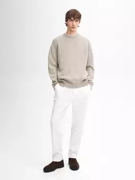 Свитер с круглым вырезом из смесовой шерсти Massimo Dutti, серый