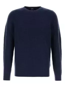 Свитер с круглым вырезом из смесовой шерсти Fedeli, синий