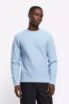 Свитер с круглым вырезом из вафельной ткани River Island, синий