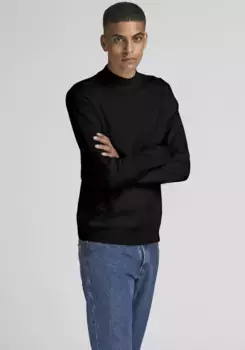 Свитер с круглым вырезом Jack & Jones "BASIC KNIT MOCK NECK", черный
