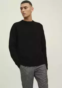 Свитер с круглым вырезом Jack & Jones "JOROLLIE KNIT CREW NECK SN", черный