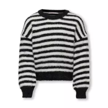 Свитер с круглым вырезом Kids Only "KOGNEWPIUMO L/S PULLOVER CP KNT NOOS", цвет Black Stripes