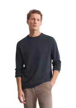 Свитер с круглым вырезом Marc O'Polo, выполненный из смеси органического хлопка и кашемира, синий