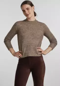 Свитер с круглым вырезом "PCELLEN LS O-NECK KNIT NOOS BC" Pieces, цвет Fossil