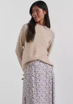 Свитер с круглым вырезом "PCELLEN LS O-NECK KNIT NOOS BC" Pieces, белый