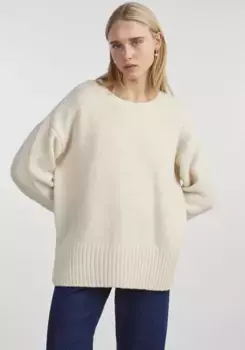 Свитер с круглым вырезом "PCNANCY LS LOOSE O-NECK KNIT NOOS BC", оверсайз Pieces, цвет Birch