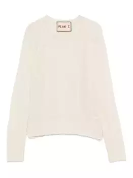 Свитер с круглым вырезом Plan C, белый