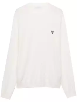 Свитер с круглым вырезом Prada, белый