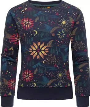 Свитер с круглым вырезом Ragwear "Johanka Print", стильный женский свитер с классным принтом, цвет морской волны