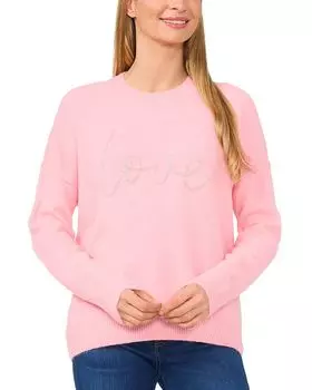 Свитер с круглым вырезом, расшитый бисером CeCe, розовый