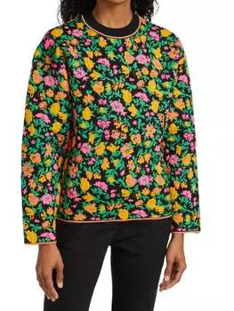 Свитер с круглым вырезом с цветочным принтом Victoria Beckham Green multi
