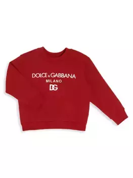 Свитер с круглым вырезом с логотипом Little Kid's & Kid's Dolce&Gabbana, красный